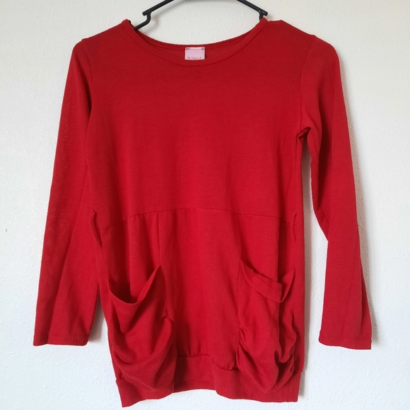 Girls Red Pocketed Tuck-in Shirt - Picture 2 of 7